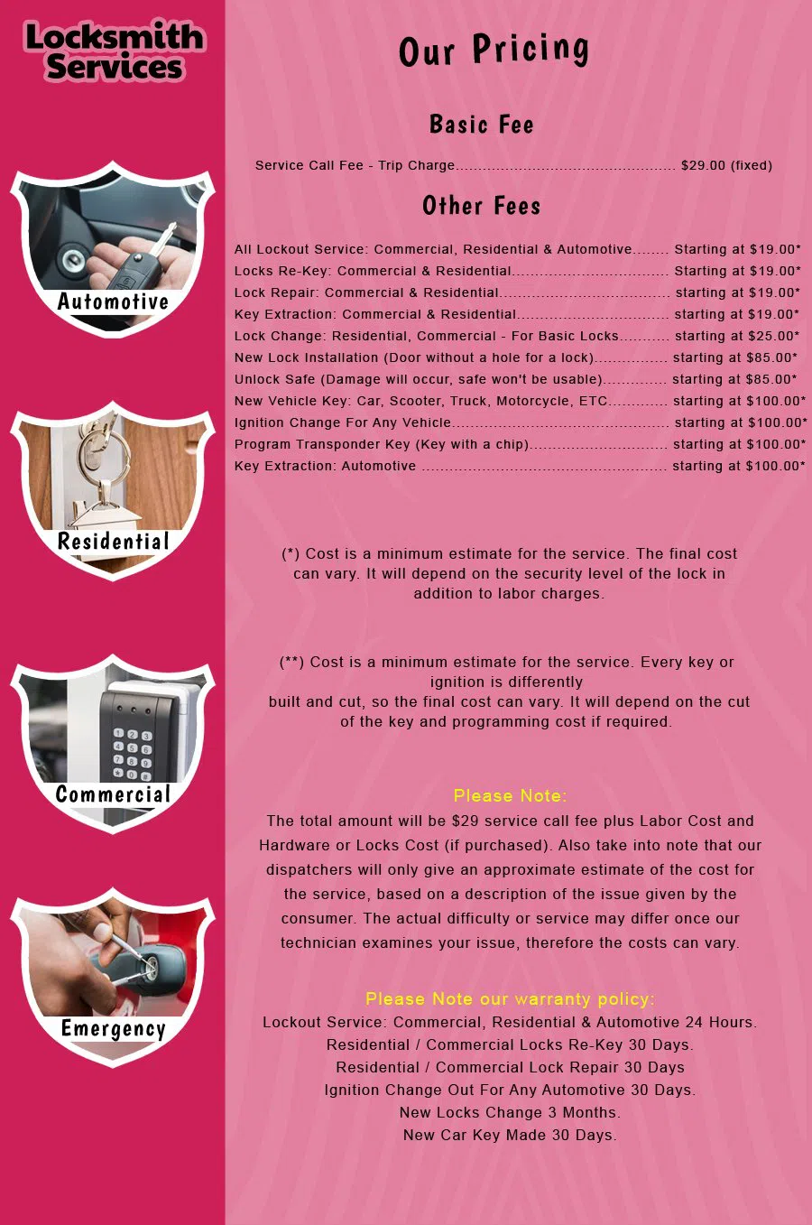 Seattle Affordable Locksmith Seattle, WA 206-319-9260 - price-list-c-18